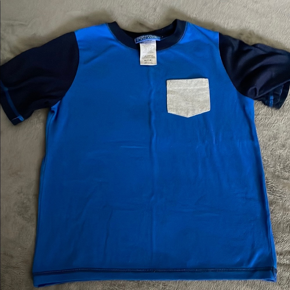 Saint Eve kids Vibrant Blue and Black Short Sleeve Tee with Crew Neck